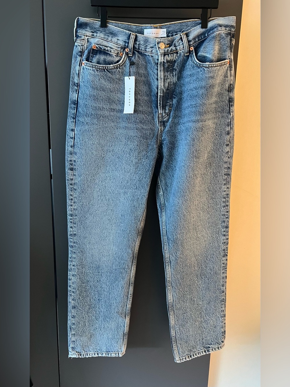 Top Shop Classic Blue Straight Leg High Waisted Denim Jeans